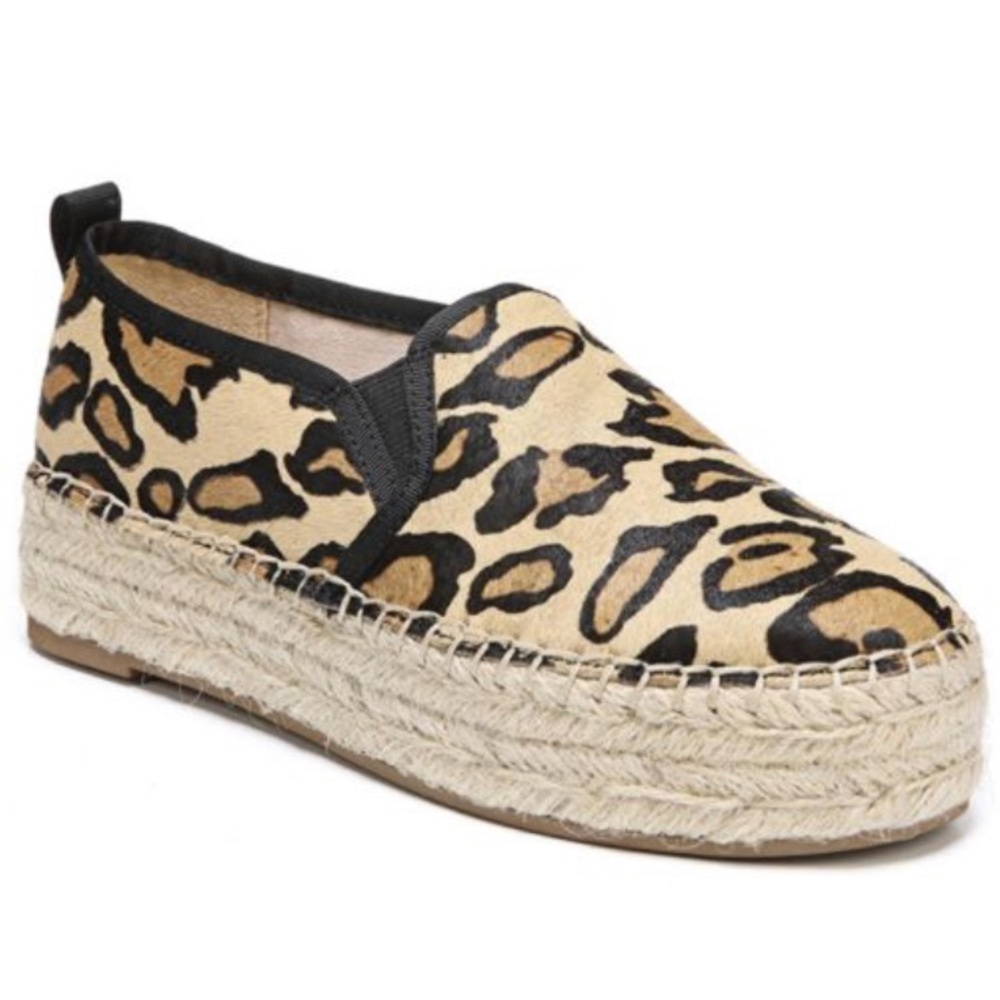 Sam Edelman Carrin Leopard Haircalf Slip On Platform Espadrilles Women’s Size 10